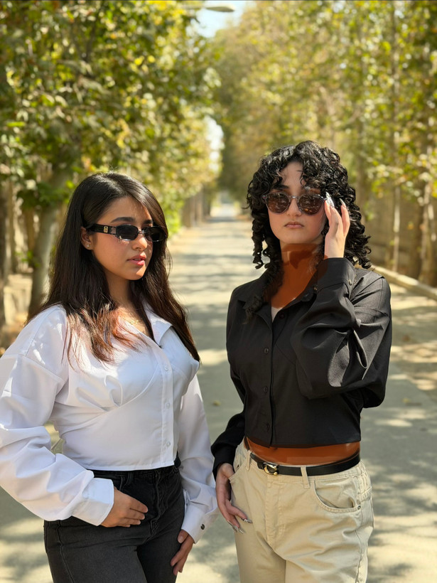 شومیز کمرگنی زنانه داکرون سفید و مشکی